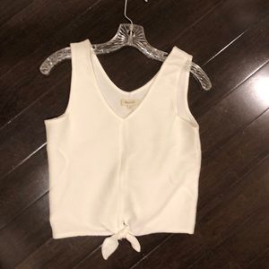 Madewell White Tie-Front T-shirt